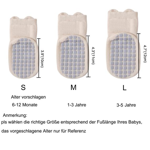 Exemaba Rutschfeste Socken für Baby Mädchen Jungen 5 Paar Kinder Anti Rutsch Socken Sportsocken Stoppersocken (L, 5 Farben)