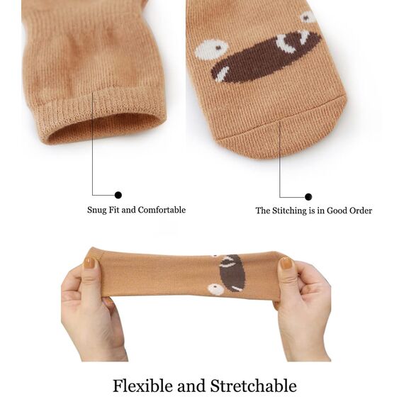 Exemaba Rutschfeste Socken für Baby Mädchen Jungen 5 Paar Kinder Anti Rutsch Socken Sportsocken Stoppersocken(6-12 Monate, B 5 Farben)