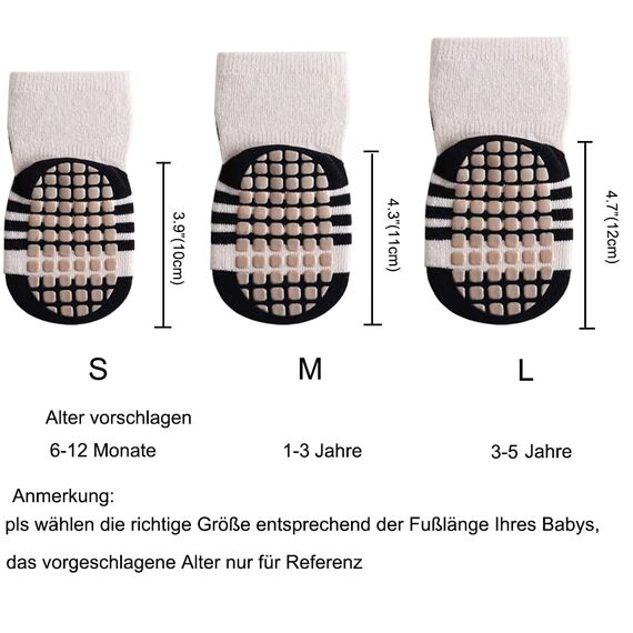Exemaba Rutschfeste Socken für Baby Mädchen Jungen 5 Paar Kinder Anti Rutsch Socken Sportsocken Stoppersocken(L/3-5 Jahre, G 5 Farben)