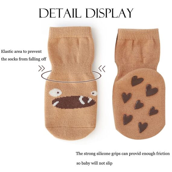 Exemaba Rutschfeste Socken für Baby Mädchen Jungen 5 Paar Kinder Anti Rutsch Socken Sportsocken Stoppersocken(1-3 Jahre, B 5 Farben)
