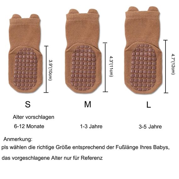 Exemaba Rutschfeste Socken für Baby Mädchen Jungen 5 Paar Kinder Anti Rutsch Socken Sportsocken Stoppersocken(L/3-5 Jahre, E 5 Farben)