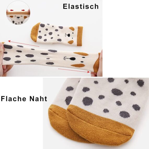 Exemaba Rutschfeste Socken für Baby Mädchen Jungen 5 Paar Kinder Anti Rutsch Socken Sportsocken Stoppersocken(L/3-5 Jahre, G 5 Farben)