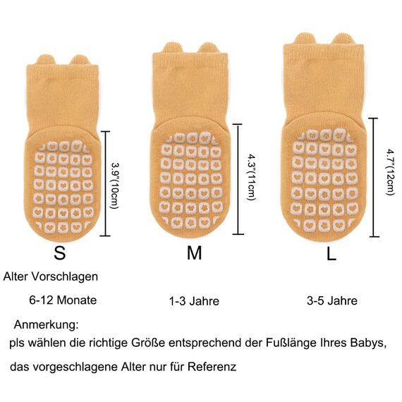 Exemaba Rutschfeste Socken für Baby Mädchen Jungen 5 Paar Kinder Anti Rutsch Socken Sportsocken Stoppersocken(M/1-3 Jahre, F 5 Farben)