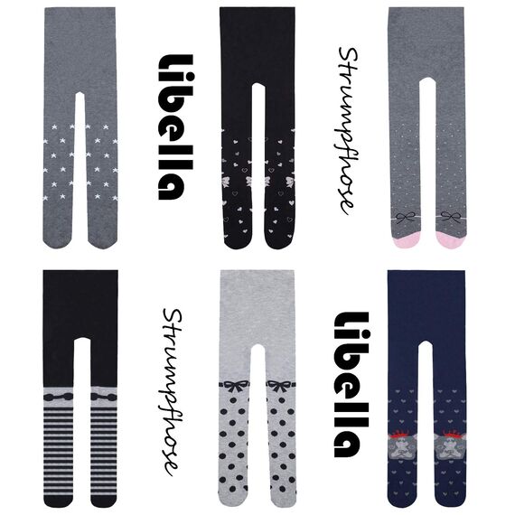 Libella 6er Pack Strumpfhose Mädchen Strumpfhose Kinder Größe 74/152 warm für Winter Herbst und Frühling 27242 86-92