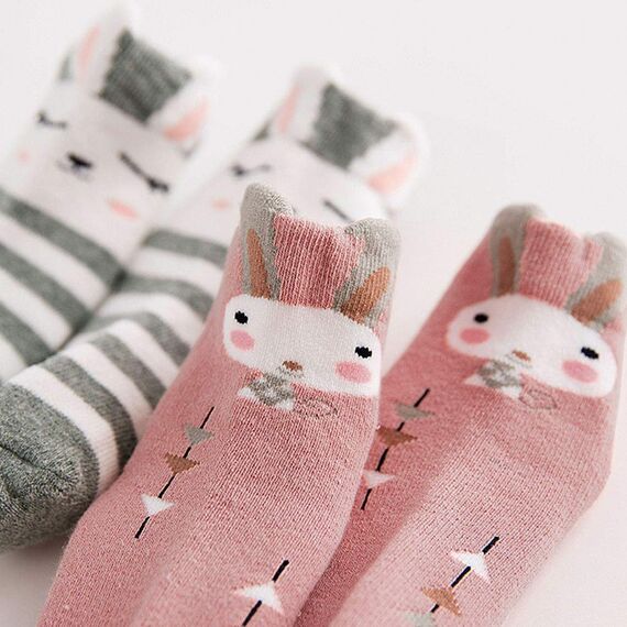 LOFIR Dicke Kinder Socken aus Baumwoll Winter Warme Thermo Socken für kleine Mädchen Jungen Kleinkind Neuheit Socken Größe 20-22, für 2-4 Jahre, 6 Paare