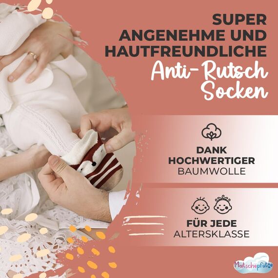 Matschepfuetze Stoppersocken für Babys und Kinder - Baby Antirutschsocken mit ABS-Noppen - Kuschelig warme Krabbelsocken für Mädchen und Jungs Gr. 1-3 Jahre