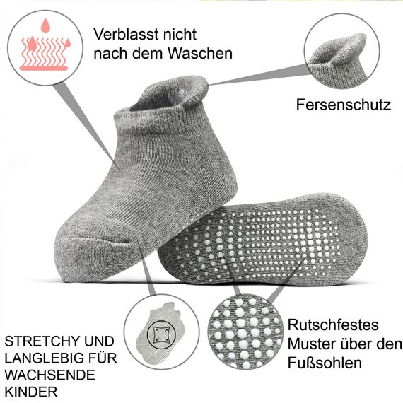 Stoppersocken Kinder - 12 Paar ABS Socken Kinder Baby Jungen Kleinkind Rutschfeste Socken für 0-7 Jahre Antirutsch Socken Mädchen 6-12 Monate