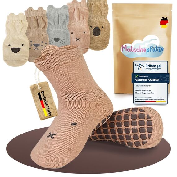 Matschepfuetze Stoppersocken für Babys und Kinder - Baby Antirutschsocken mit ABS-Noppen - Kuschelig warme Krabbelsocken für Mädchen und Jungs Gr. 1-3 Jahre