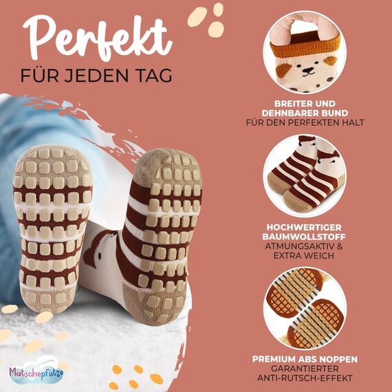 Matschepfuetze Stoppersocken für Babys und Kinder - Baby Antirutschsocken mit ABS-Noppen - Kuschelig warme Krabbelsocken für Mädchen und Jungs Gr. 0-1 Jahre