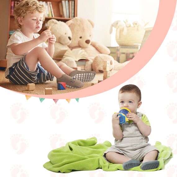 ELUTONG Baby Socken Anti Rutsch Dünn - Schön Baumwolle Rutschfeste Socken Baby Kinder, 5 Paar Sommer Krabbelsocken Stoppersocken für Mädchen Jungen 6-12 Monate