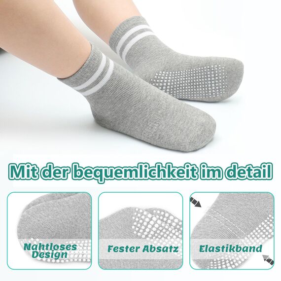 HYCLES Stoppersocken Kinder - 12 Paar ABS Socken für Baby, Jungen, Mädchen, Kleinkind - Rutschfeste Antirutsch Socken für 5-7 Jahre
