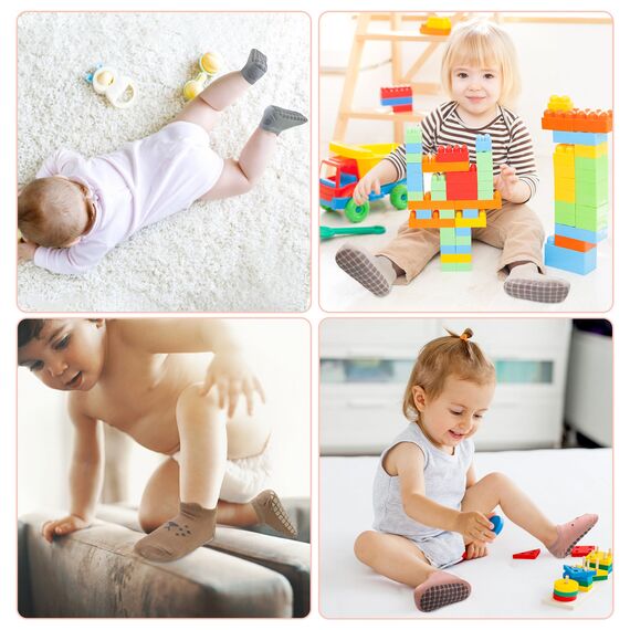 ELUTONG Baby Socken Anti Rutsch Dünn - Schön Baumwolle Rutschfeste Socken Baby Kinder, 5 Paar Sommer Krabbelsocken Stoppersocken für Mädchen Jungen 6-12 Monate