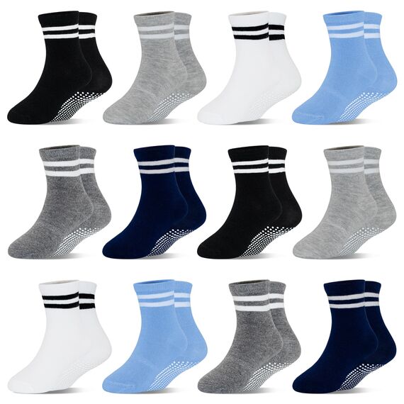 HYCLES Stoppersocken Kinder - 12 Paar Rutschfeste Socken für Baby & Kleinkind, Jungen & Mädchen, 1-3 Jahre