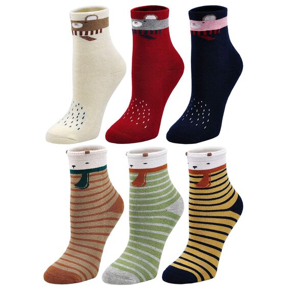 LOFIR Dicke Kinder Socken aus Baumwoll Winter Warme Thermo Socken für kleine Mädchen Jungen Kleinkind Neuheit Socken Größe 31-34, für 8-11 Jahre, 6 Paare