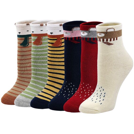 LOFIR Dicke Kinder Socken aus Baumwoll Winter Warme Thermo Socken für kleine Mädchen Jungen Kleinkind Neuheit Socken Größe 31-34, für 8-11 Jahre, 6 Paare