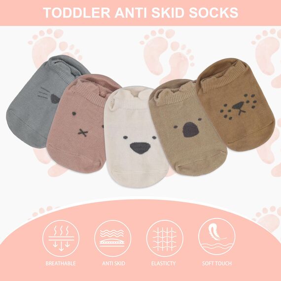 ELUTONG Baby Socken Anti Rutsch Dünn - Schön Baumwolle Rutschfeste Socken Baby Kinder, 5 Paar Sommer Krabbelsocken Stoppersocken für Mädchen Jungen 3-5 Jahre