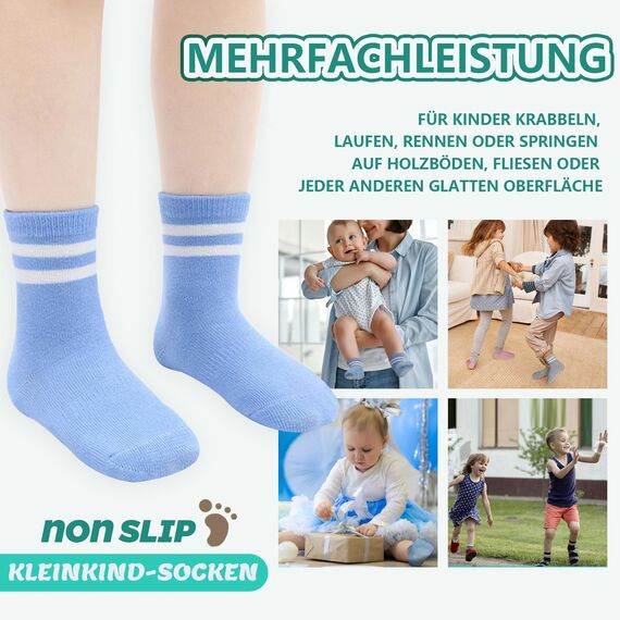 HYCLES Stoppersocken Kinder - 12 Paar Rutschfeste Socken für Baby & Kleinkind, Jungen & Mädchen, 1-3 Jahre