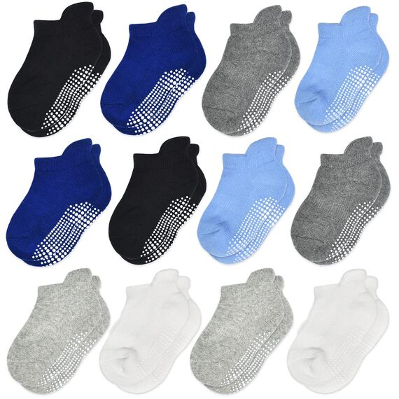 Stoppersocken Kinder - 12 Paar ABS Socken Kinder Baby Jungen Kleinkind Rutschfeste Socken für 0-7 Jahre Antirutsch Socken Mädchen 6-12 Monate