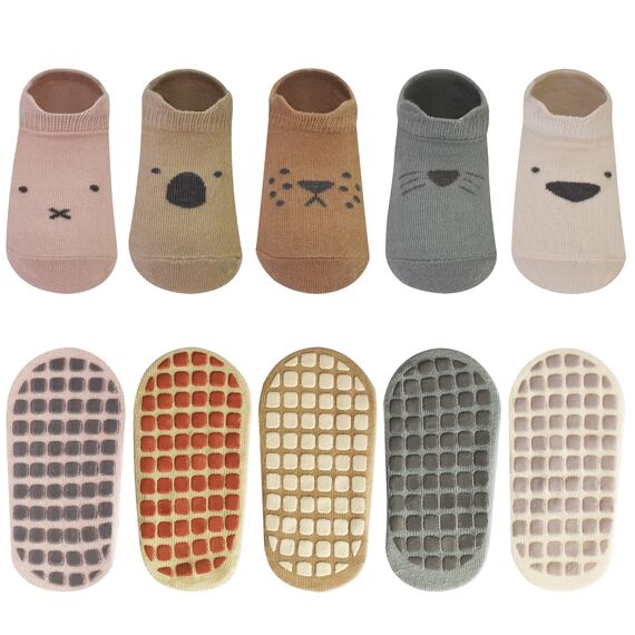 ELUTONG Baby Socken Anti Rutsch Dünn - Schön Baumwolle Rutschfeste Socken Baby Kinder, 5 Paar Sommer Krabbelsocken Stoppersocken für Mädchen Jungen 6-12 Monate