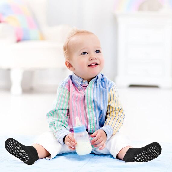 HYCLES Stoppersocken Kinder - 12 Paar ABS Socken Kinder Baby Jungen Kleinkind Rutschfeste Socken für 0-7 Jahre Antirutsch Socken Mädchen 3-5 Jahre