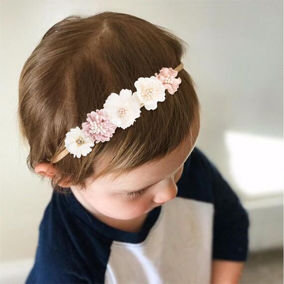 XBFOCNH 3 Stücke Baby Haarband,Blume elastisches Haarband,Weiche Baby Mädchen Stirnbänder,für Neugeborene Kleinkinder Haarschmuck