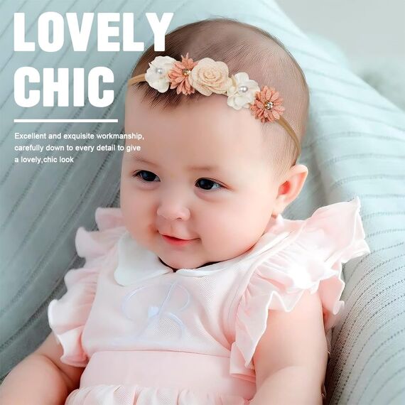 XBFOCNH 3 Stücke Baby Haarband,Blume elastisches Haarband,Weiche Baby Mädchen Stirnbänder,für Neugeborene Kleinkinder Haarschmuck