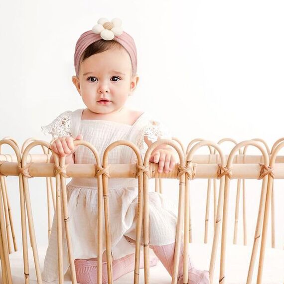DRESHOW Stirnband Baby Mädchen Dehnbare Nylon Stirnbänder Handgefertigte Blumen Haarband for Neugeborene Kleinkinder Kinder 3 Stück