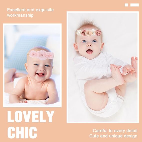 XBFOCNH 3 Stücke Baby Haarband,Blume elastisches Haarband,Weiche Baby Mädchen Stirnbänder,für Neugeborene Kleinkinder Haarschmuck