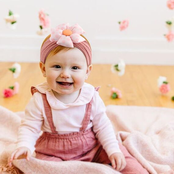 DRESHOW Stirnband Baby Mädchen Dehnbare Nylon Stirnbänder Handgefertigte Blumen Haarband for Neugeborene Kleinkinder Kinder