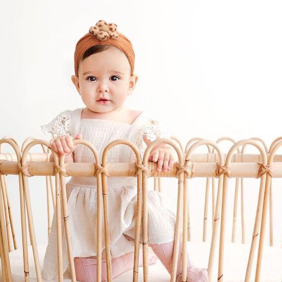DRESHOW Stirnband Baby Mädchen Dehnbare Nylon Stirnbänder Handgefertigte Blumen Haarband for Neugeborene Kleinkinder Kinder 3 Stück