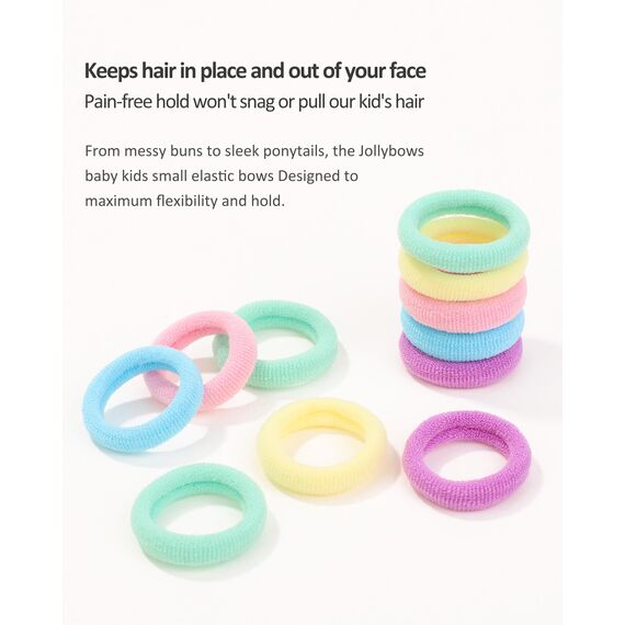Jollybows 300 Stück Haargummis Mädchen, Bunt Kleine Elastische Zopfgummis Mini Haarschmuck für Baby Mädchen Kinder Kleinkind (1 Zoll / 2,5 cm 5 Candy-Farben)
