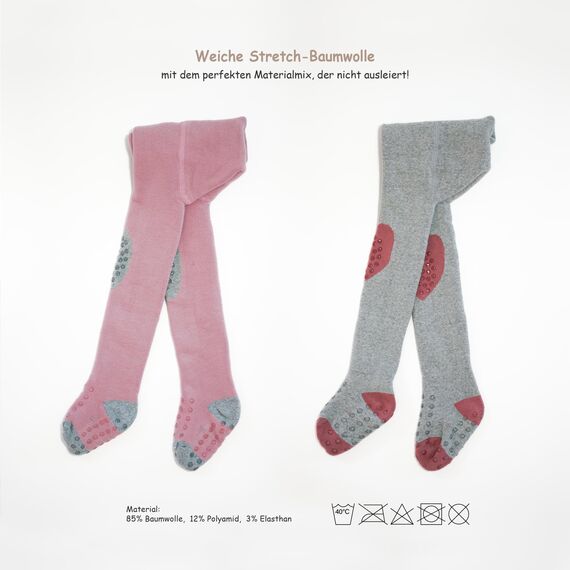 Petinard Label Krabbelstrumpfhose 2er-Pack ABS Sohle für Baby Mädchen, Strumpfhose mit Anti Rutsch Noppen (DE/NL/SE/PL, Numerisch, 86)
