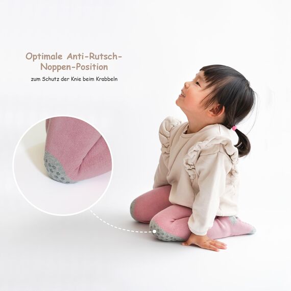 Petinard Label Krabbelstrumpfhose 2er-Pack ABS Sohle für Mädchen Baby, Strumpfhose mit Anti Rutsch Noppen