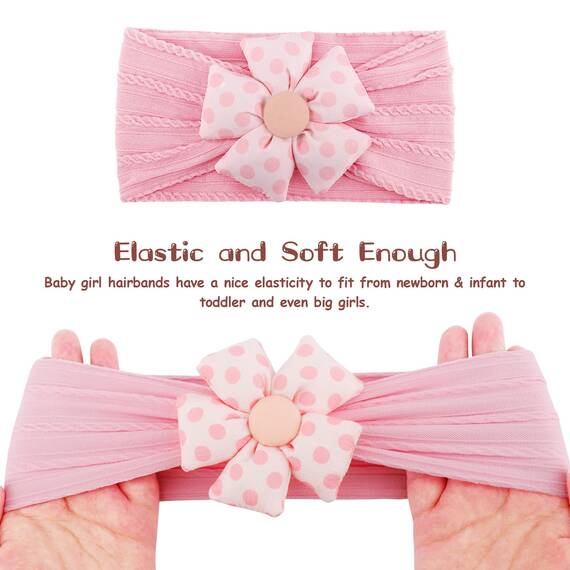 DRESHOW Stirnband Baby Mädchen Dehnbare Nylon Stirnbänder Handgefertigte Blumen Haarband for Neugeborene Kleinkinder Kinder