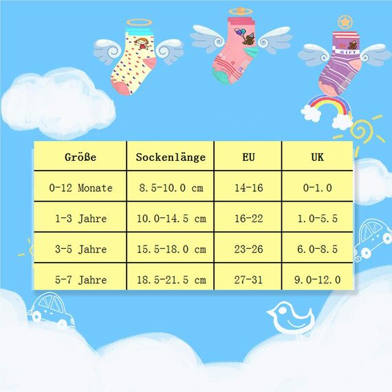 HYCLES Stoppersocken Kinder - 12 Paar ABS Socken Kinder Baby Jungen Kleinkind Rutschfeste Socken für 0-7 Jahre Antirutsch Socken Mädchen 5-7 Jahre