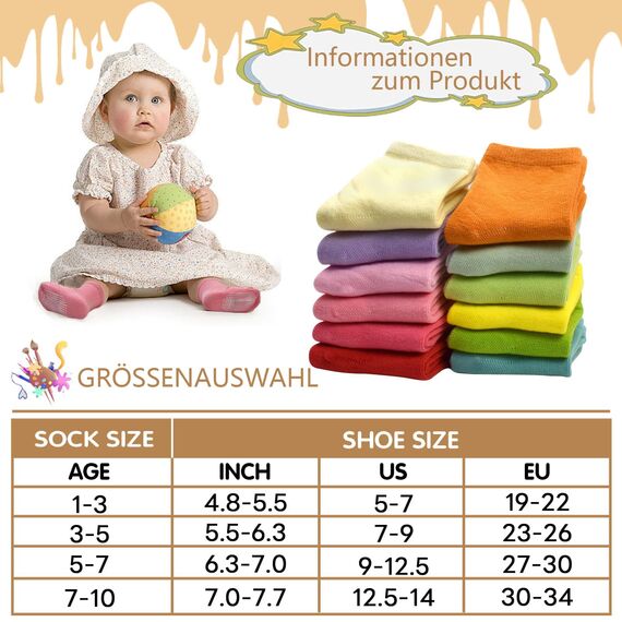 HYCLES Stoppersocken Kinder 12 Paars ABS Socken Kinder Baby Mädchen Kleinkind Rutschfeste Socken Antirutsch Socken für 6-12 Monate