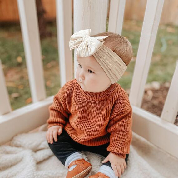 3 Stück Baby Turban Stirnband Baby Mädchen Nylon Stirnbänder Schleife Stirnband Weiche Schleife Kopfbedeckung Elastische Haarbänder für Neugeborene, Kleinkinder (Beige Blush Lichtrosa, eine Größe)