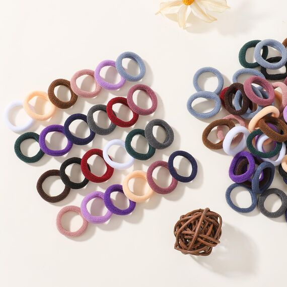 Jollybows 300 Stück Haargummis Mädchen, 1 Zoll / 2,5 cm Kleine Elastische Zopfgummis Mini Haarschmuck für Baby Mädchen Kinder Kleinkind Dunkle Farbe
