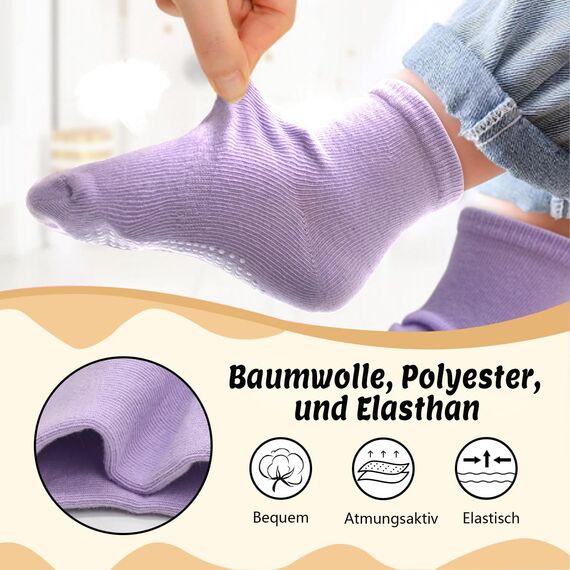 HYCLES ABS Stoppersocken 12 Paar für Kinder Baby Mädchen Kleinkind Rutschfeste Socken 0-10 Jahre