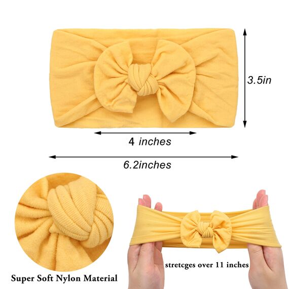 JOYOYO 12 Stück Baby Stirnbänder für Mädchen mit Haarschleifen - Weiche Nylon Stirnbänder für Neugeborene, Kleinkinder