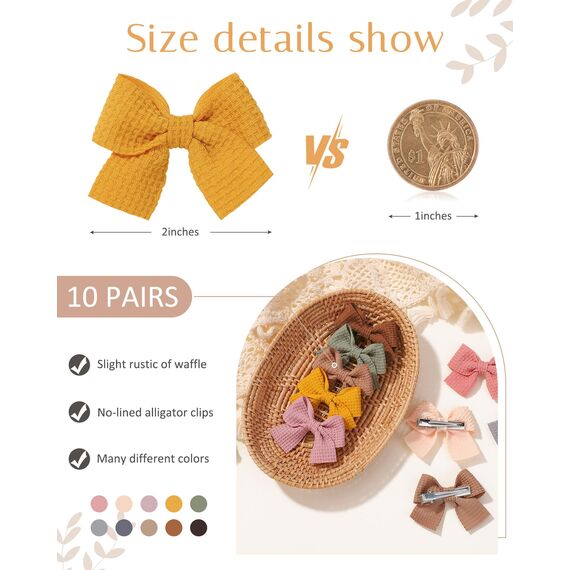 Jollybows 20 Stück Baby Mädchen Haarschleifen, 2 Zoll / 5 cm Haarspangen Haarklammern Haarclips Spangen Baby Haarschmuck für Mädchen Kinder Teenager Damen (Dunkle Farbe)