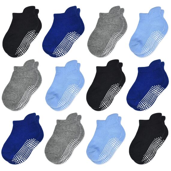 HYCLES Stoppersocken Kinder - 12 Paar ABS Socken Kinder Baby Jungen Kleinkind Rutschfeste Socken für 0-7 Jahre Antirutsch Socken Mädchen 3-5 Jahre