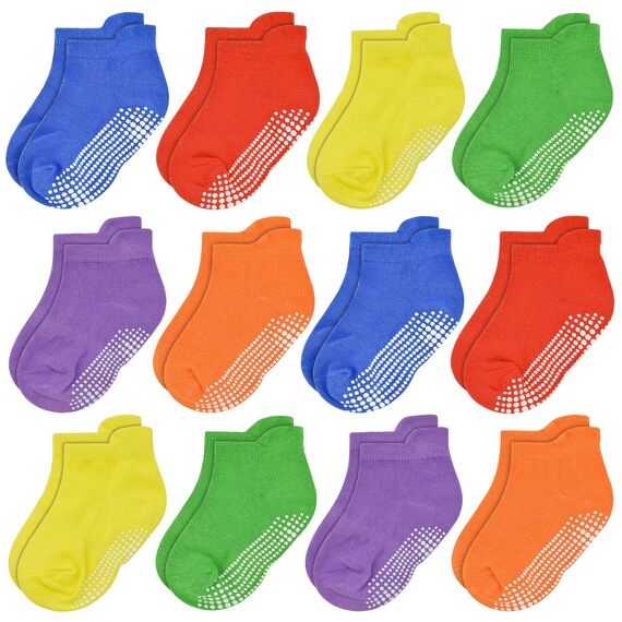 HYCLES Stoppersocken Kinder - 12 Paar ABS Socken für Baby, Jungen, Kleinkind, Mädchen - Rutschfeste Antirutsch Socken für 0-7 Jahre, 3-5 Jahre