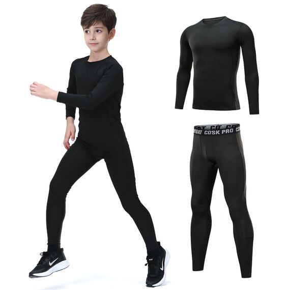 Leeboom Thermounterwäsche Kinder Fußball Thermohose Funktionswäsche Kinder Atmungsaktiv Skiunterwäsche Thermounterwäsche Sport Schnell Trockend Sportunterwäsche Fussball Unterwäsche