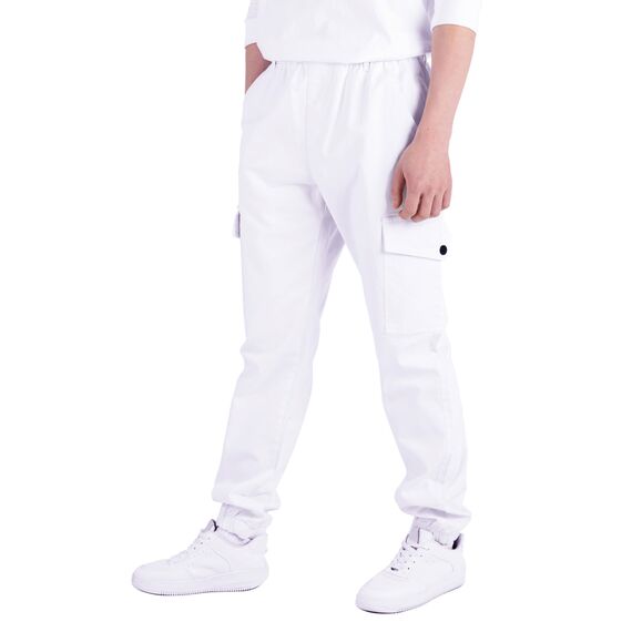 CAMLAKEE Cargohose Jungen Jogginghose Kinder Cargo Hosen Jungs Arbeitshose mit Elastischem Bund Wei?DE: 128-134 (Herstellergröße 130)