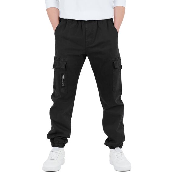 CAMLAKEE Cargohose Jungen Jogginghose Kinder Cargo Hosen Jungs Arbeitshose mit Elastischem Bund Schwarz DE: 164-170 (Herstellergröße 170)