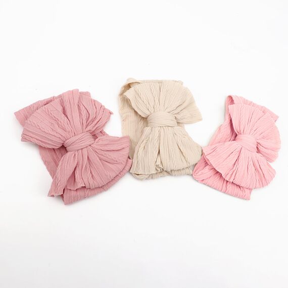 DRESHOW Stirnband Baby Mädchen Dehnbare Nylon Stirnbänder Handgefertigte Schleife Haarband for Neugeborene Kleinkinder Kinder 3 Stück