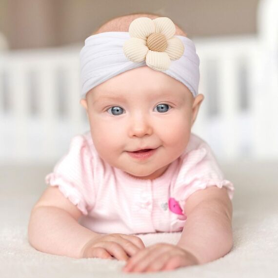 DRESHOW Stirnband Baby Mädchen Dehnbare Nylon Stirnbänder Handgefertigte Blumen Haarband for Neugeborene Kleinkinder Kinder 3 Stück
