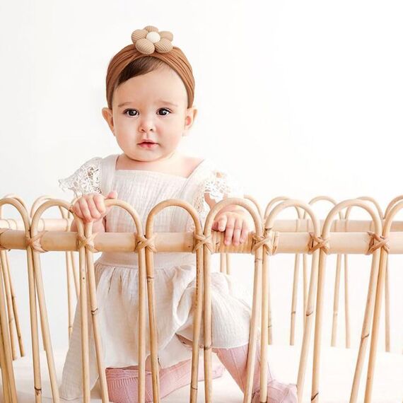 DRESHOW Stirnband Baby Mädchen Dehnbare Nylon Stirnbänder Handgefertigte Blumen Haarband for Neugeborene Kleinkinder Kinder 3 Stück