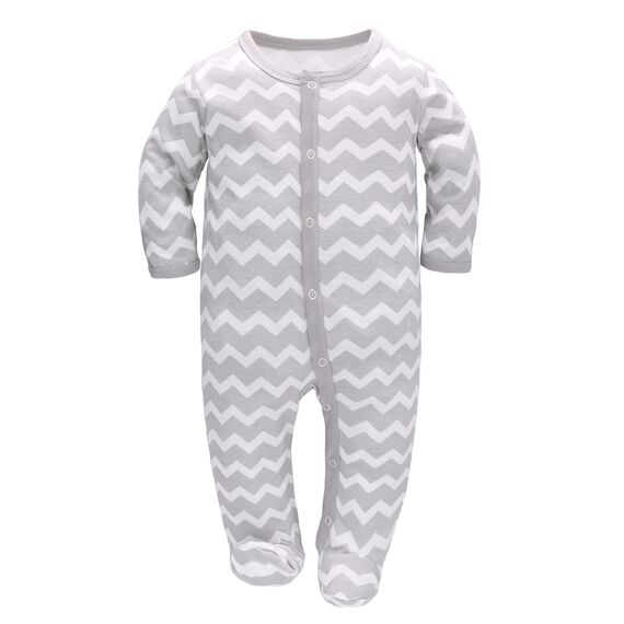 Schlafstrampler Baby Junge Maedchen 3er Unisex Pyjamas Baumwolle Strampler Jumpsuits Langarm Spieler Babykleidung mit 0-6 Monate
